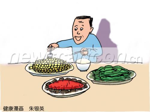 标题:   健康漫画:粗茶淡饭,健康常在.