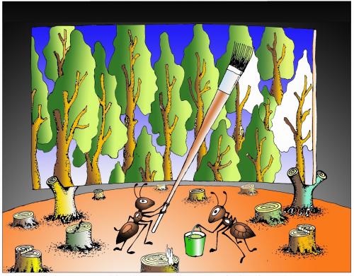 砍伐树木的卡通图片; 卡通树木图片